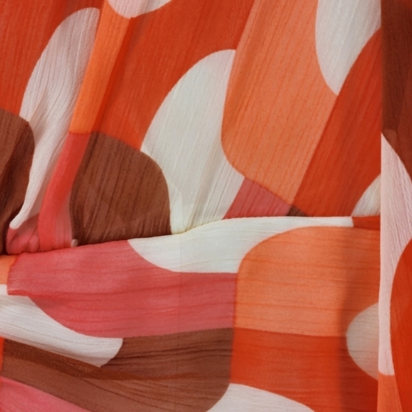 Donna Morgan Women's Retro Cream Coral Paradise Long Sleeve Maxi Dress - 4 - Picture 5 of 8